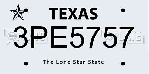 3PE5757 Texas License Plate