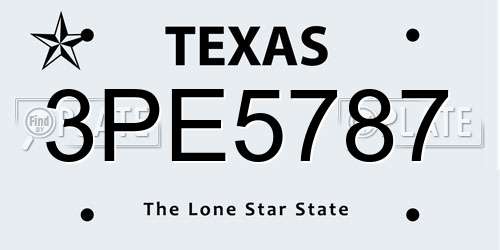 3PE5787 Texas License Plate