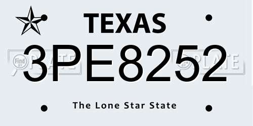 3PE8252 Texas License Plate