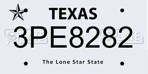 3PE8282 Texas License Plate
