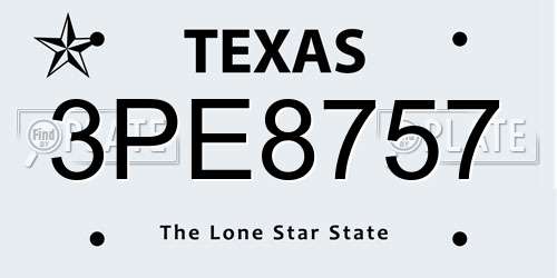 3PE8757 Texas License Plate