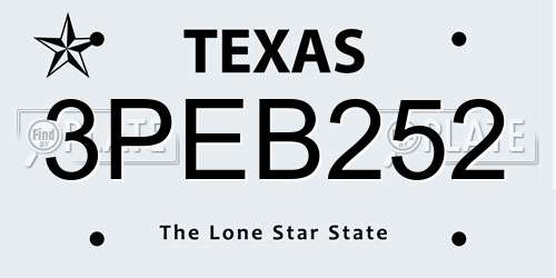 3PEB252 Texas License Plate