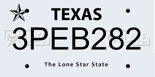 3PEB282 Texas License Plate