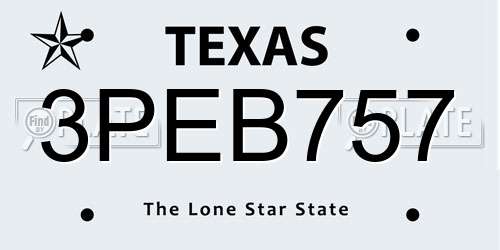 3PEB757 Texas License Plate