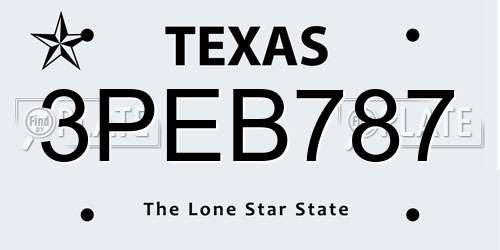 3PEB787 Texas License Plate