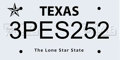 3PES252 Texas License Plate