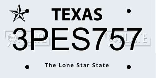 3PES757 Texas License Plate