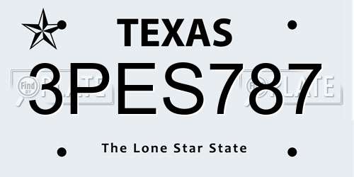 3PES787 Texas License Plate