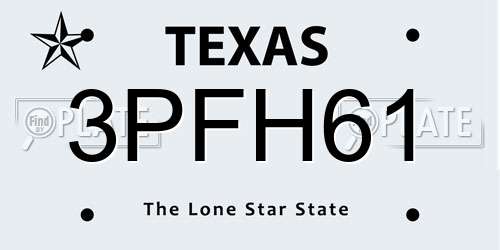 3PFH61 Texas License Plate