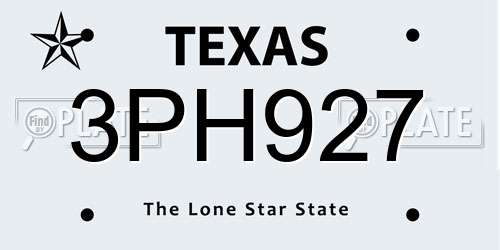 3PH927 Texas License Plate