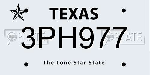 3PH977 Texas License Plate