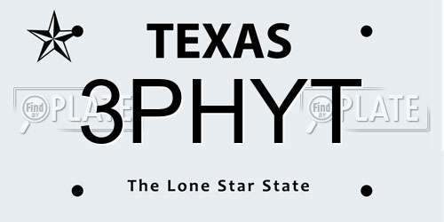3PHYT Texas License Plate