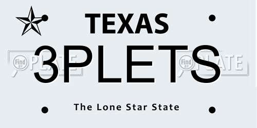 3PLETS Texas License Plate