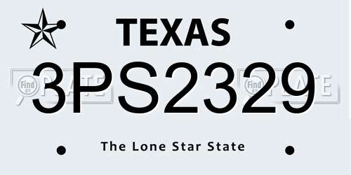 3PS2329 Texas License Plate