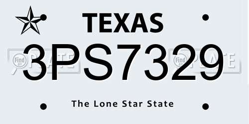 3PS7329 Texas License Plate
