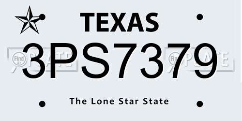 3PS7379 Texas License Plate