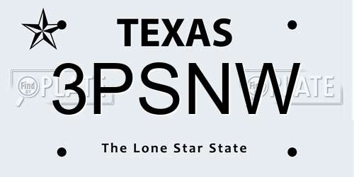 3PSNW Texas License Plate