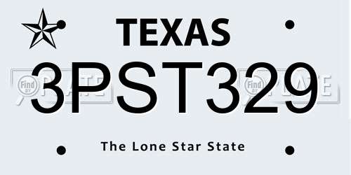 3PST329 Texas License Plate