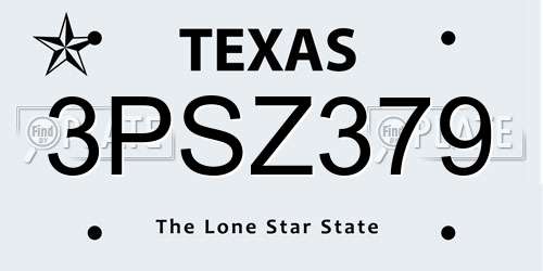 3PSZ379 Texas License Plate