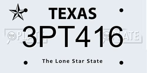 3PT416 Texas License Plate