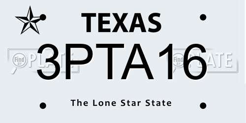 3PTA16 Texas License Plate