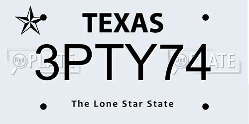 3PTY74 Texas License Plate