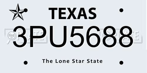 3PU5688 Texas License Plate