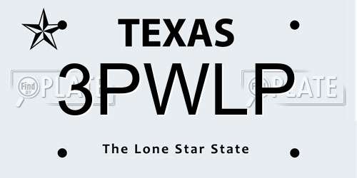 3PWLP Texas License Plate