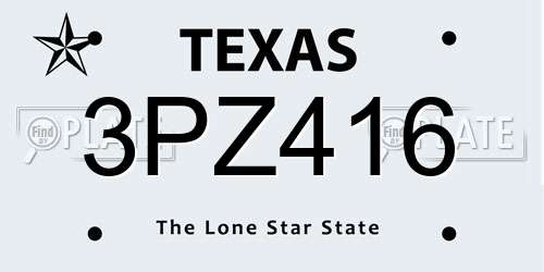 3PZ416 Texas License Plate