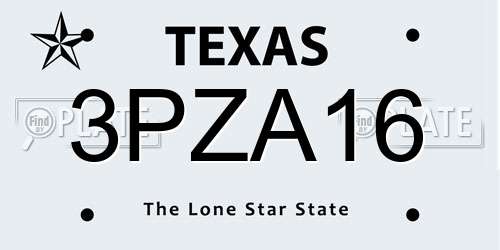 3PZA16 Texas License Plate