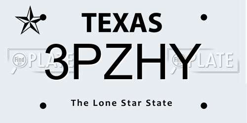 3PZHY Texas License Plate