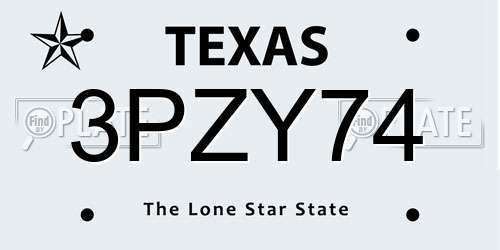 3PZY74 Texas License Plate