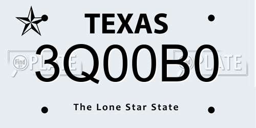 3Q00B0 Texas License Plate