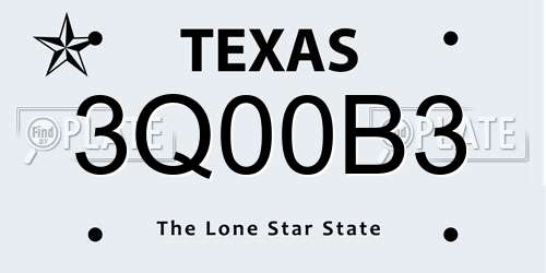 3Q00B3 Texas License Plate
