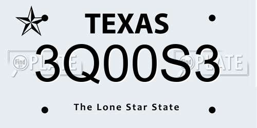 3Q00S3 Texas License Plate