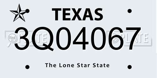 3Q04067 Texas License Plate