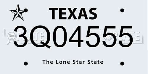 3Q04555 Texas License Plate