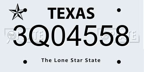 3Q04558 Texas License Plate