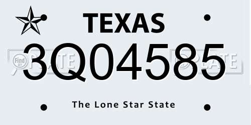 3Q04585 Texas License Plate