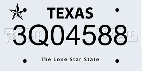 3Q04588 Texas License Plate