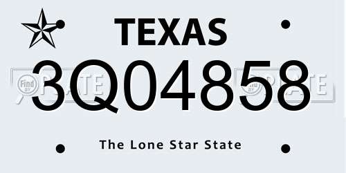3Q04858 Texas License Plate