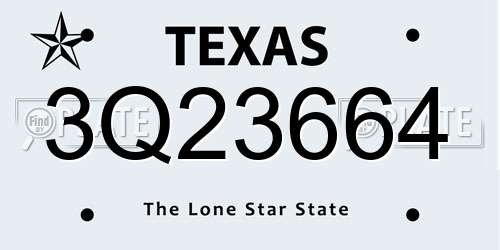 3Q23664 Texas License Plate