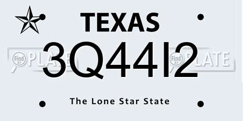 3Q44I2 Texas License Plate