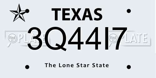3Q44I7 Texas License Plate