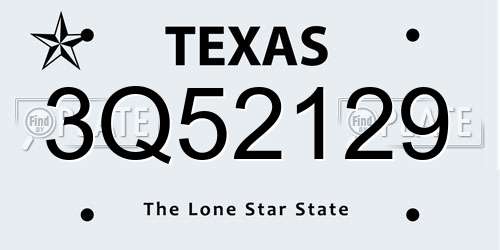 3Q52129 Texas License Plate