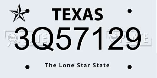 3Q57129 Texas License Plate