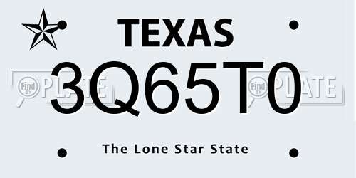 3Q65T0 Texas License Plate