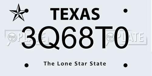 3Q68T0 Texas License Plate