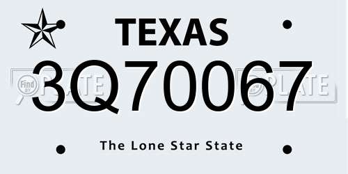 3Q70067 Texas License Plate