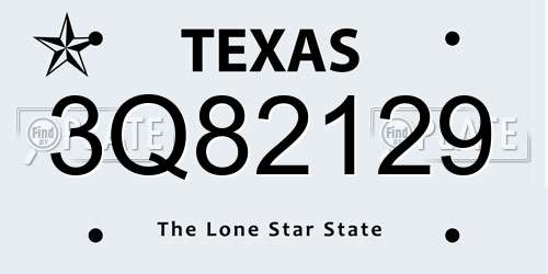 3Q82129 Texas License Plate